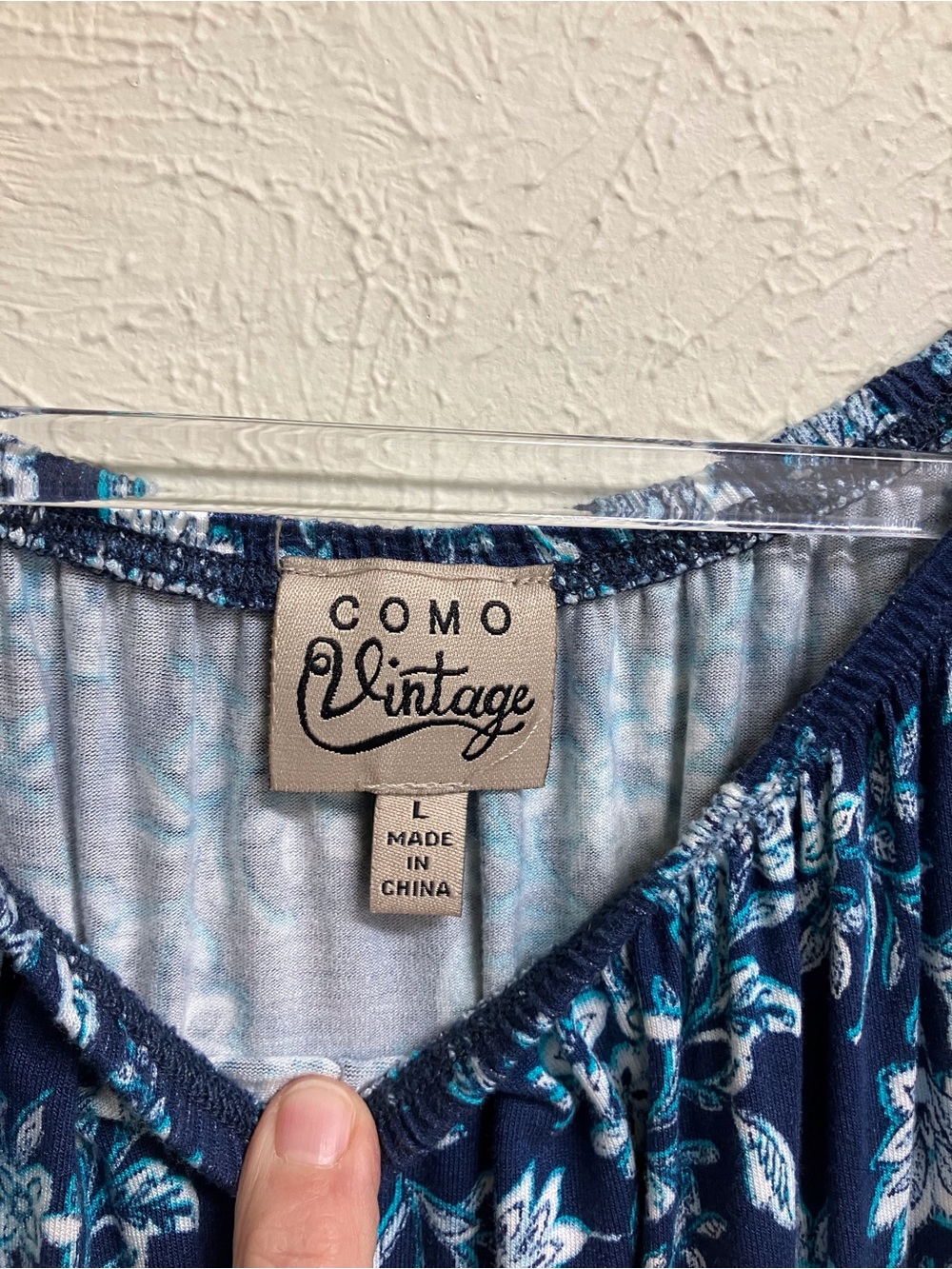 Como Vintage Navy Floral Tunic with Teal Contrast Hem - Picture 4 of 14